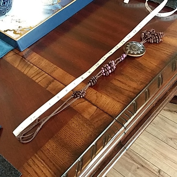 Coffee Bean Necklace With Floral Disk Pendant - Picture 11 of 17